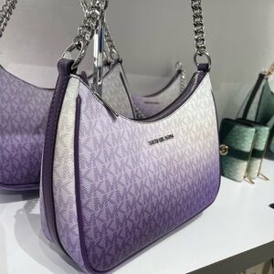 Michael Kors Jet Set Lg Pochette Ombré Logo Crossbody XBody Bag Dark Purple NWT